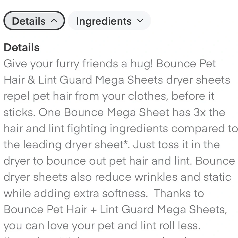 Bounce dryer sheets
